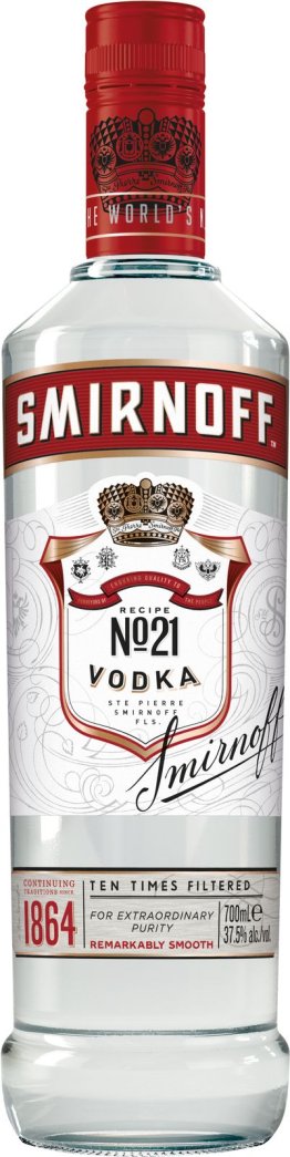 Vodka Smirnoff 37.5% 70cl Car x6
