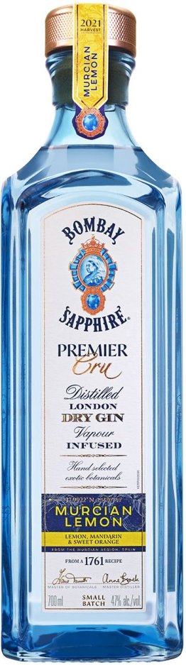 Bombay Sapphire Premier Cru Murcian Lemon Dry Gin 47% 70cl Car x6