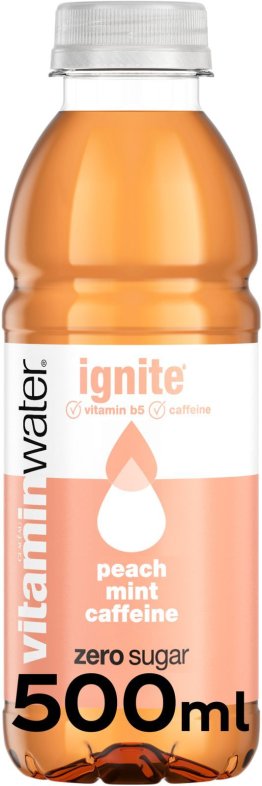 Glaceau Vitaminwater Zero Ignite Peach, Mint & Koffein * 50cl Car x12