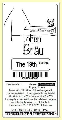 Hohenbräu The 19th Pale Ale 33cl HARx24