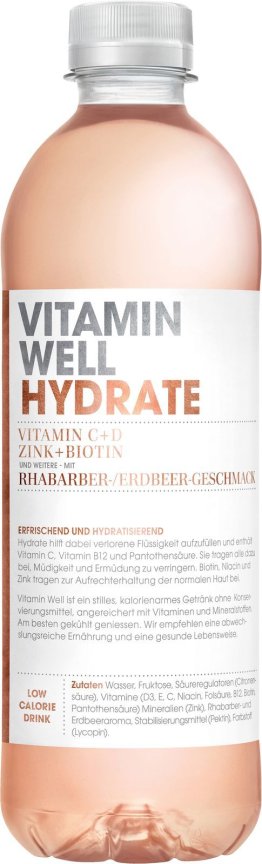 Vitamin Well Hydrate Erdbeer-Rhabarber 50cl Car x12