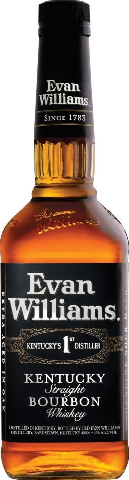 Whiskey Evan Williams Bourbon Black 43% 70cl Car x6